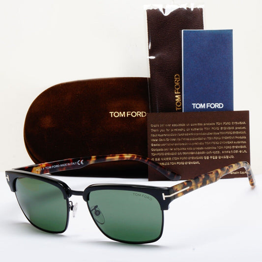Tom Ford Sunglasses River Black Green Brown Tortoise Square FT0367 TF 367 02B