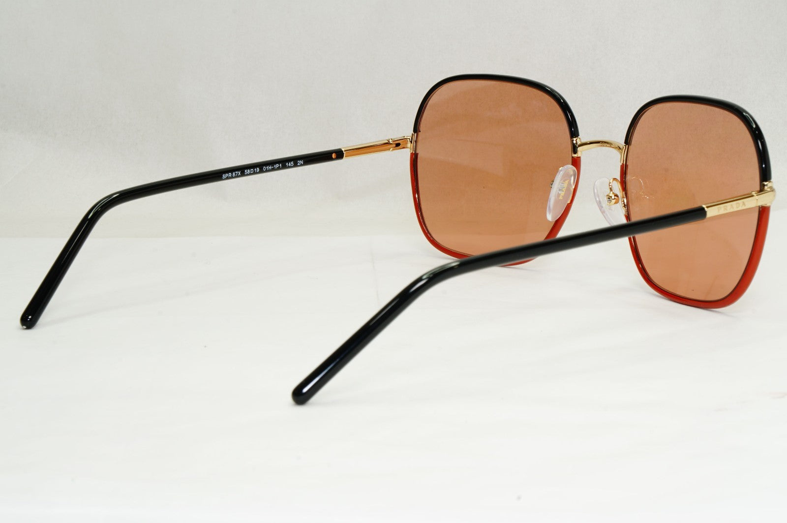 Prada Sunglasses Black Gold Brown Square PR67XS SPR 67X 01H-1P1 58mm