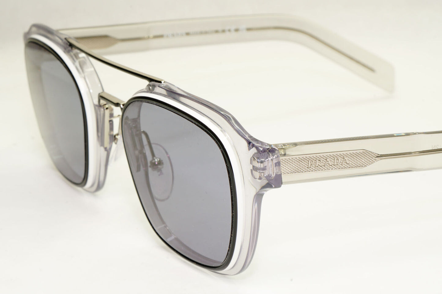 Prada Sunglasses Navigator Transparent Grey Pilot Blue SPR 07W PR07WS 04L-420