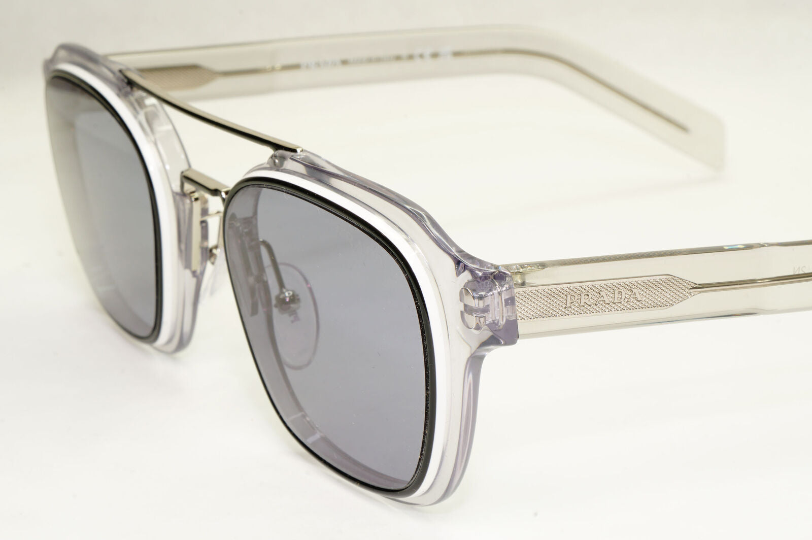 Prada Sunglasses Navigator Transparent Grey Pilot Blue SPR 07W PR07WS 04L-420