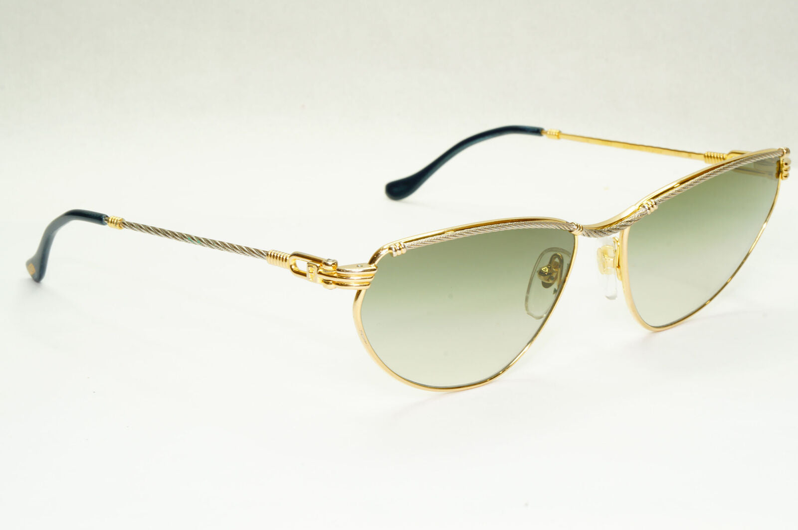 Fred 1990s Cable Twist Gold Sunglasses Vintage Alize France 57-16 Unisex 310323