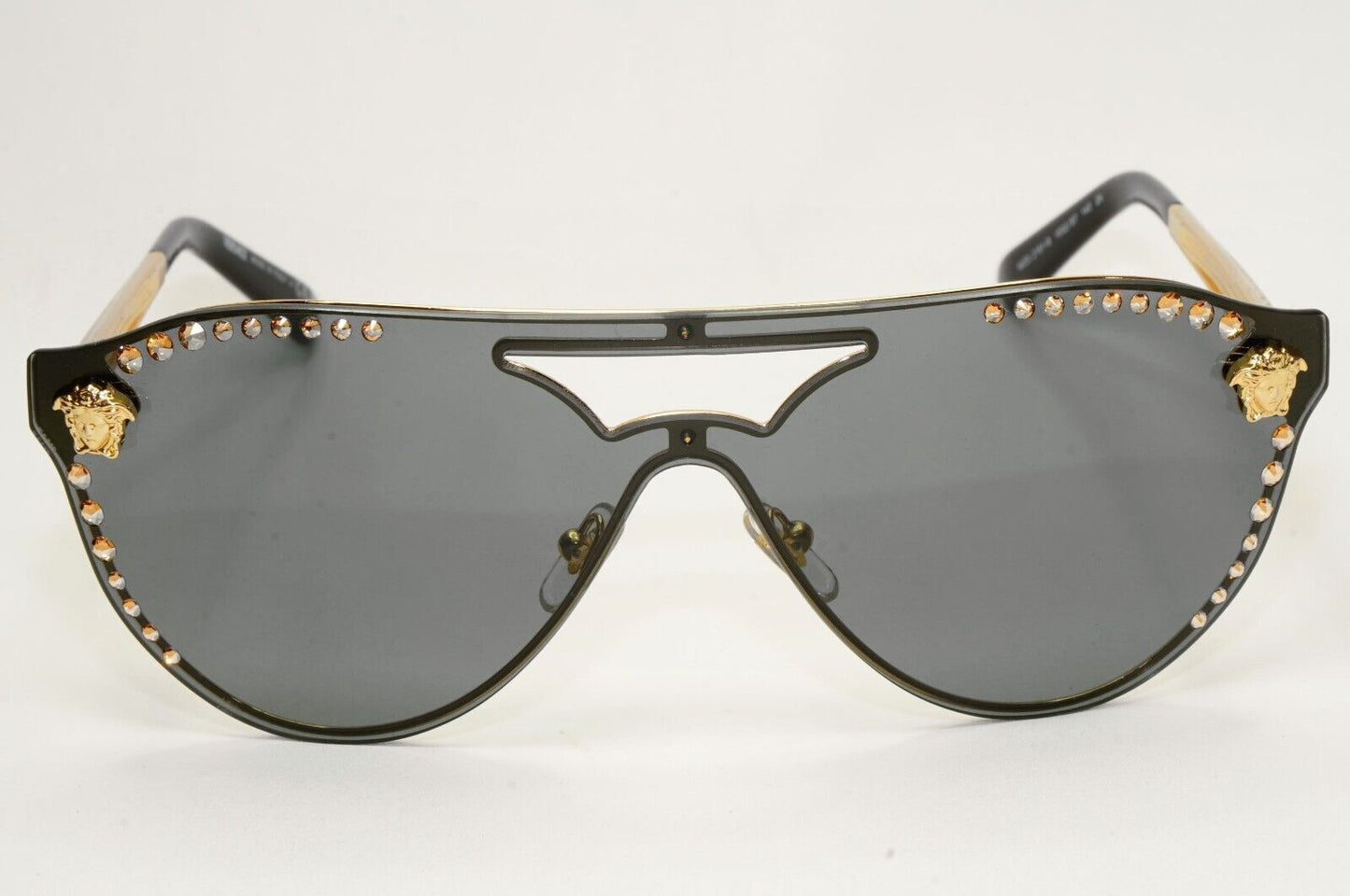 Versace Sunglasses Gold Diamante Medusa Grey Unisex MOD VE 2161-B 1002/87