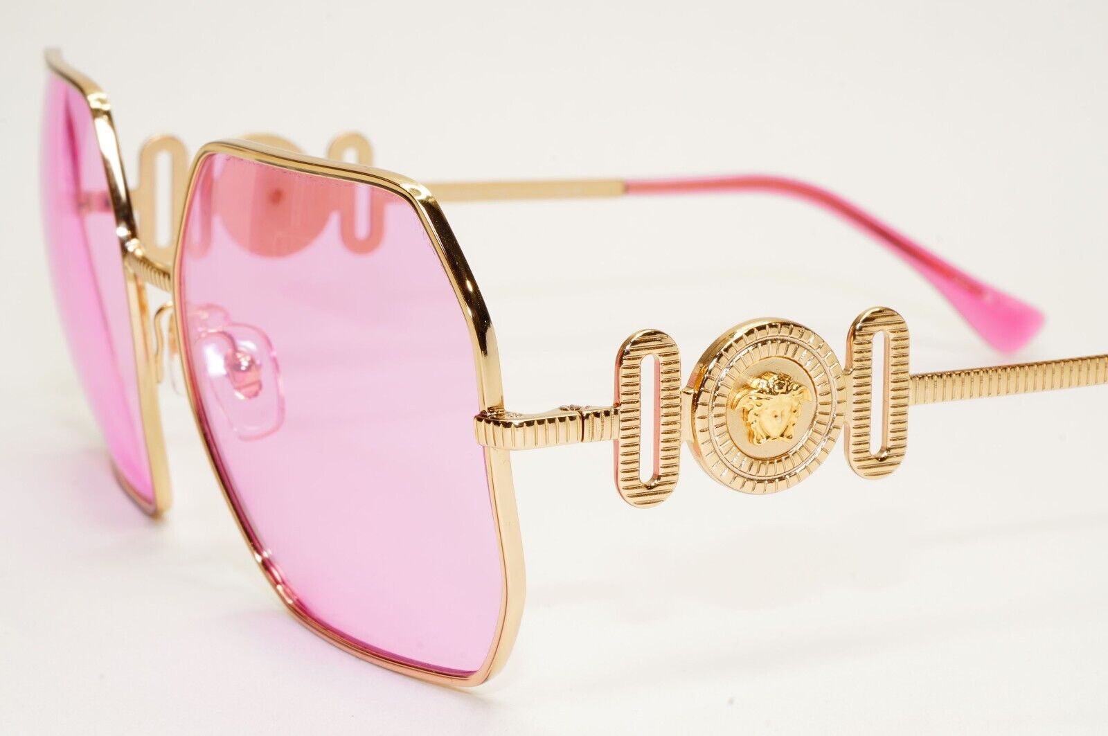 Versace Sunglasses Gold Fuchsia Pink Medusa Octagon Square MOD 2248 1002/5 58mm