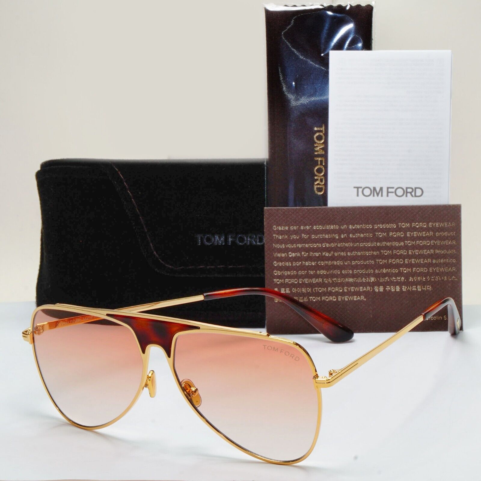 Tom Ford Sunglasses Ethan Gold Brown Gradient Metal Square FT0935 TF 935 30T