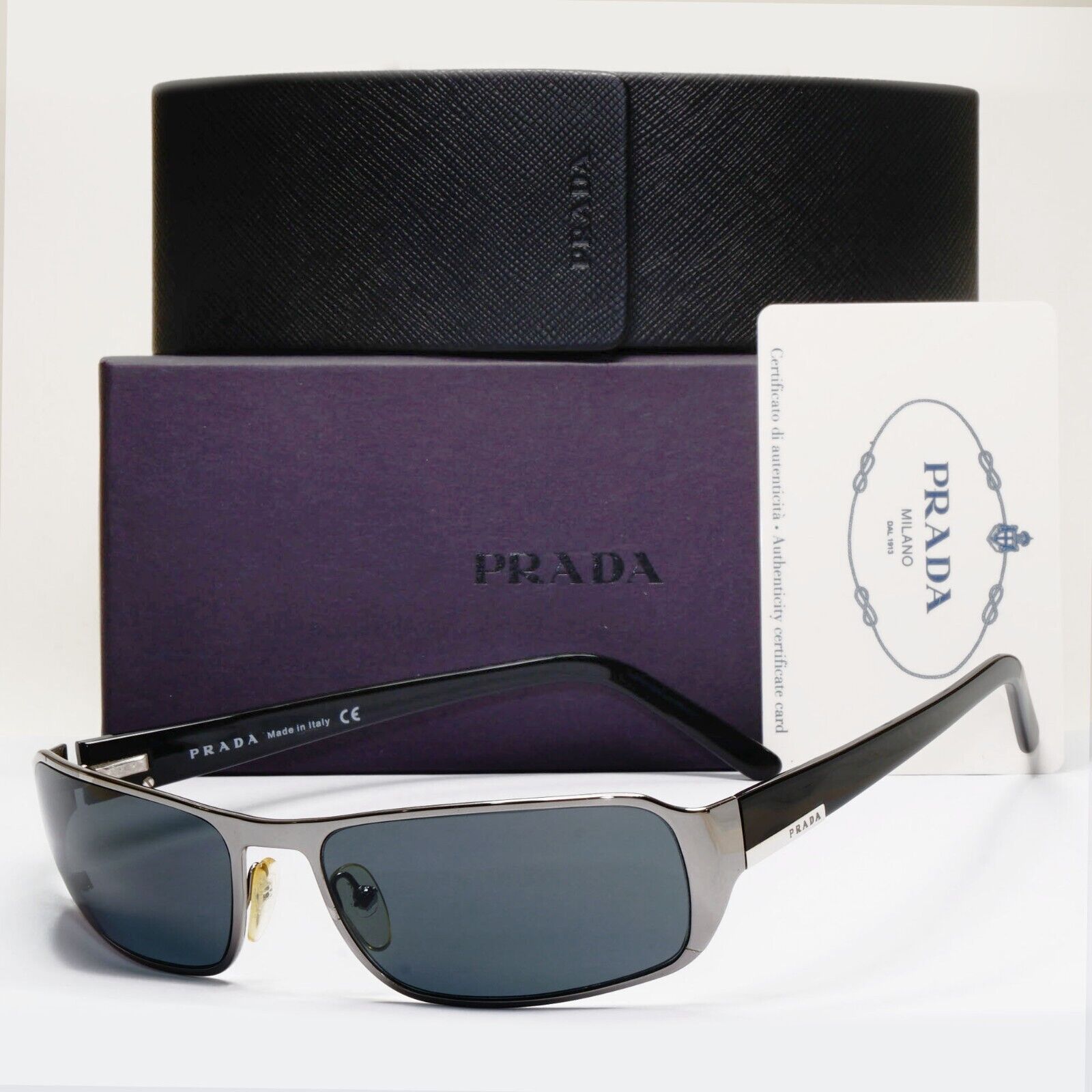 Prada Sunglasses 2006 Vintage Black Gunmetal Grey PR52FS SPR 52F 5AV-1A1 311024