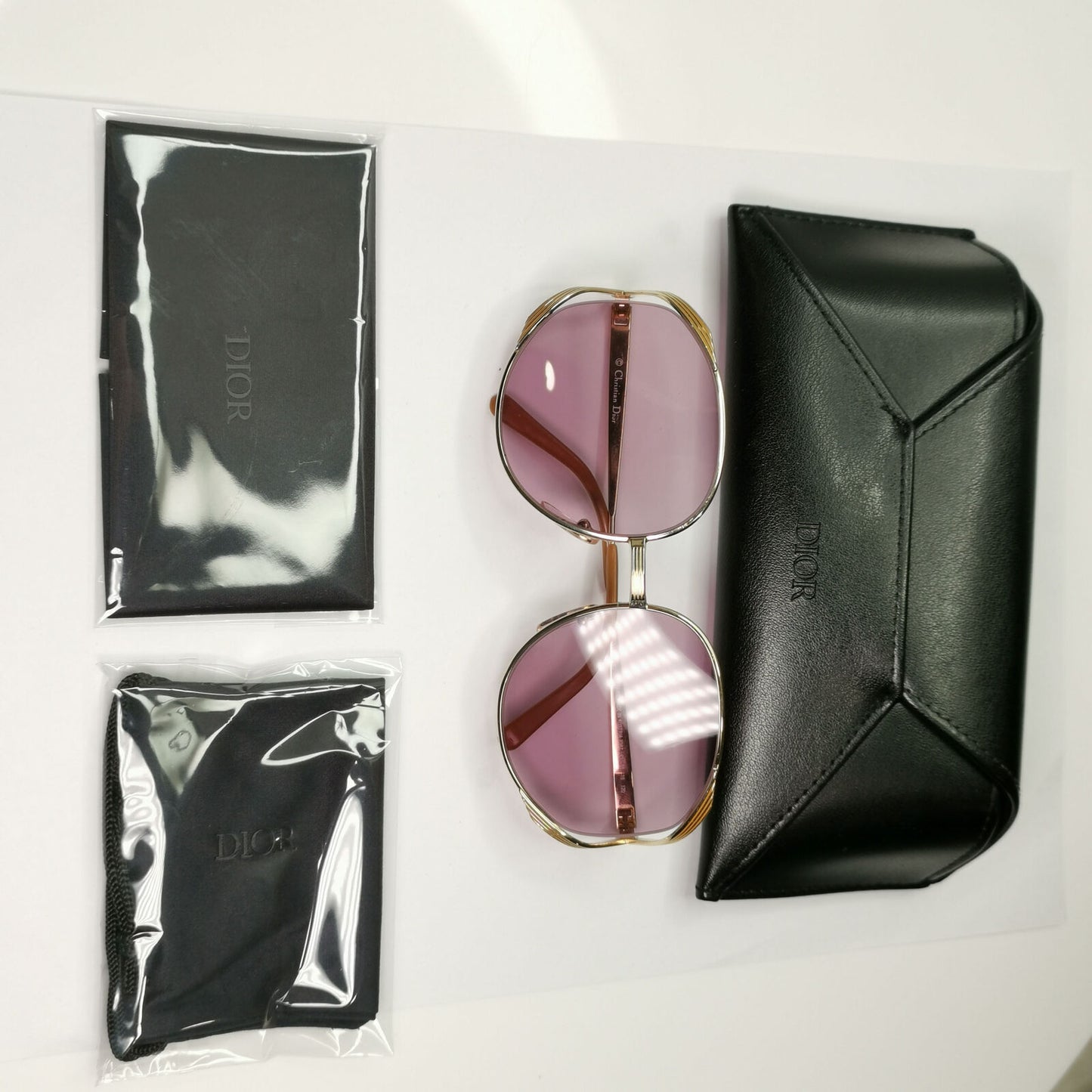 Dior 1990s Vintage Sunglasses Gold Violet Lilac Square Austria 2387 41 261022