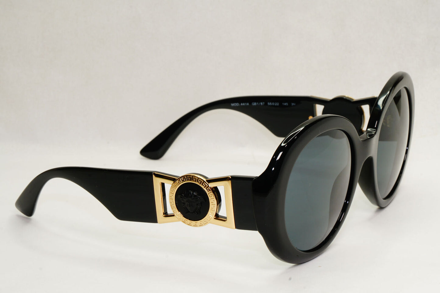 Versace Sunglasses Black Gold Medusa Round Oval Oversized MOD VE 4414 GB1/87