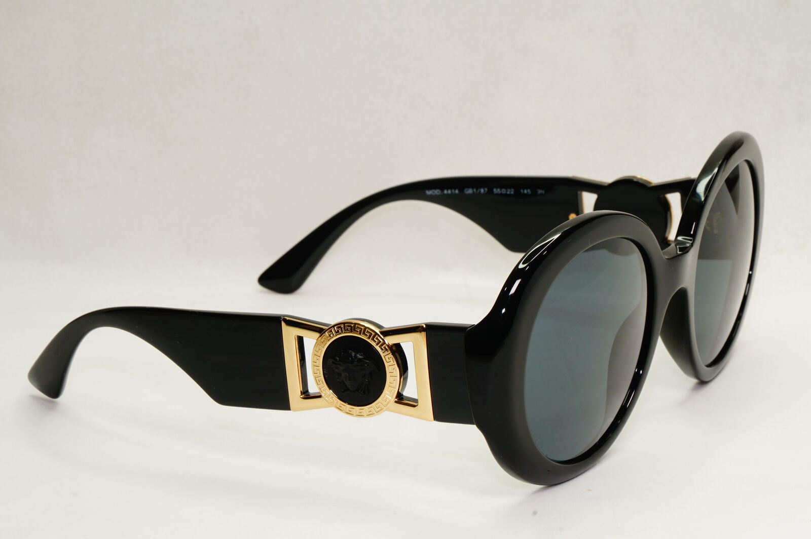 Versace Sunglasses Black Gold Medusa Round Oval Oversized MOD VE 4414 GB1/87