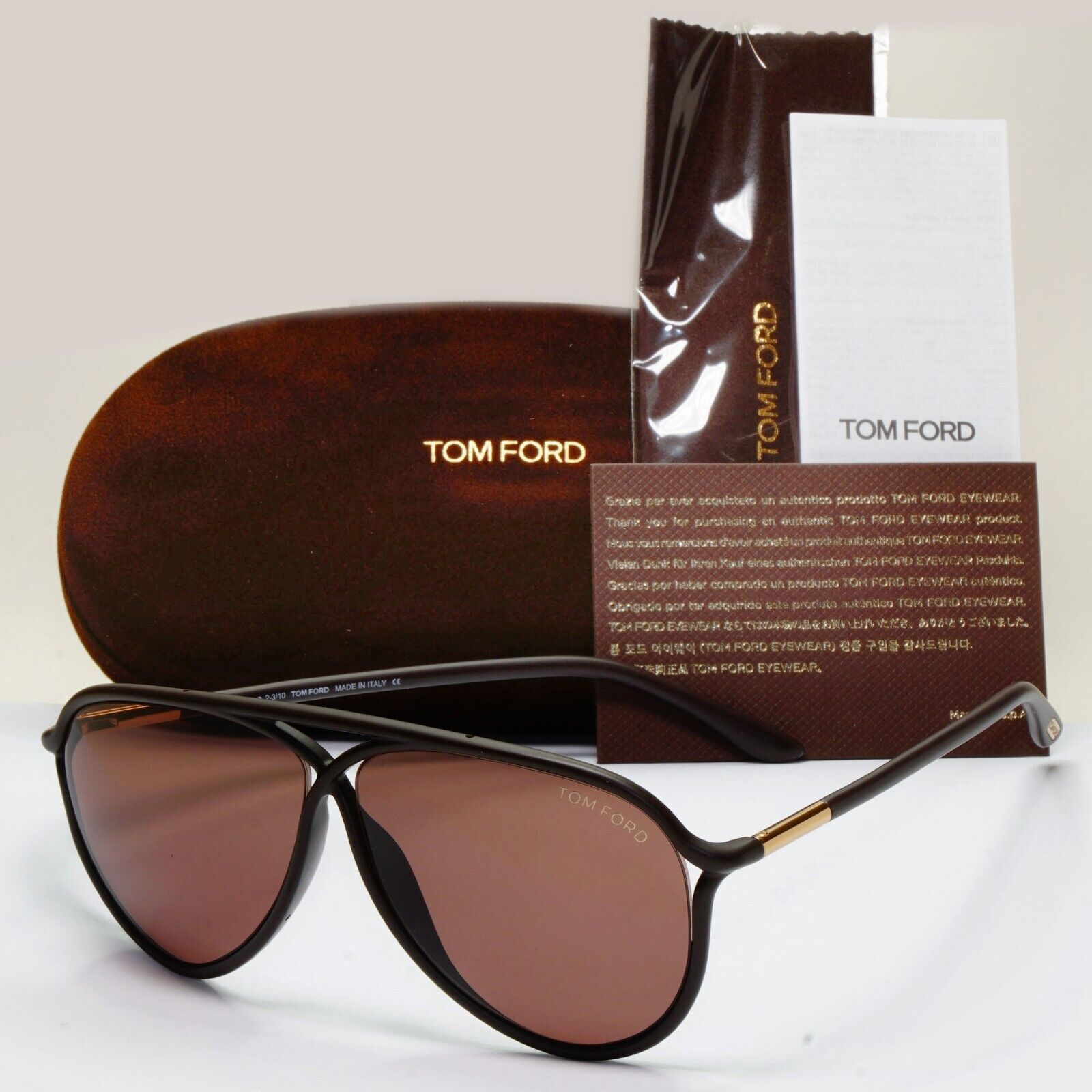 Tom Ford Sunglasses Maximillion Dark Brown Pilot Gold FT0206 TF 206 48J 59mm [a]