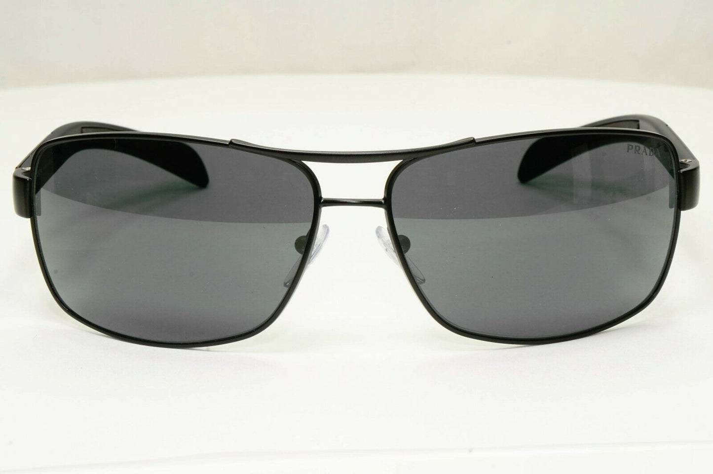 Prada Black Sunglasses Mens Square Square Metal Sport Red Stripe SPS 54I 1BO-1A1
