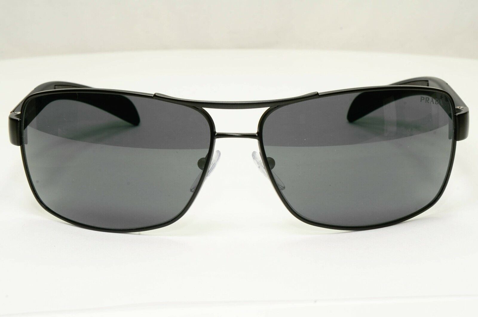 Prada Black Sunglasses Mens Square Square Metal Sport Red Stripe SPS 54I 1BO-1A1
