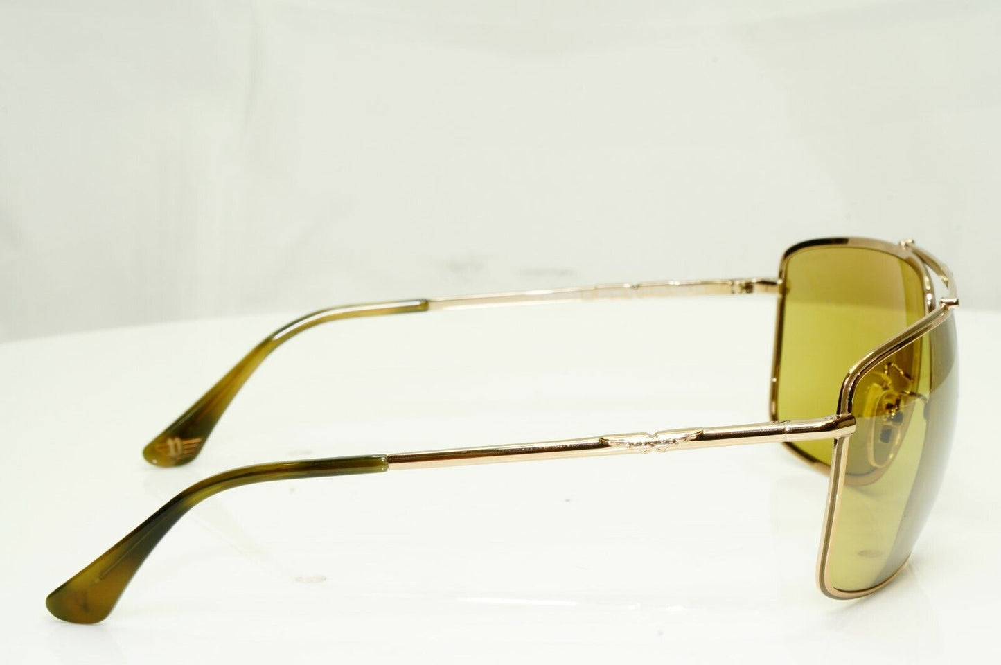 Police Gold Metal Square Pilot Sunglasses Mustard Ochre Lens SPL 965 COL 02A8