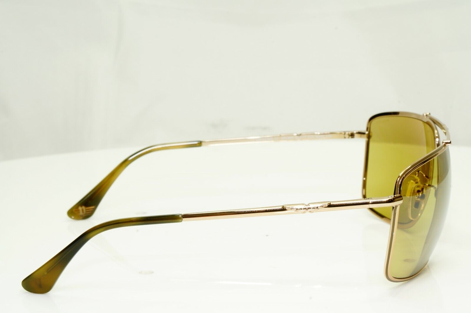 Police Gold Metal Square Pilot Sunglasses Mustard Ochre Lens SPL 965 COL 02A8