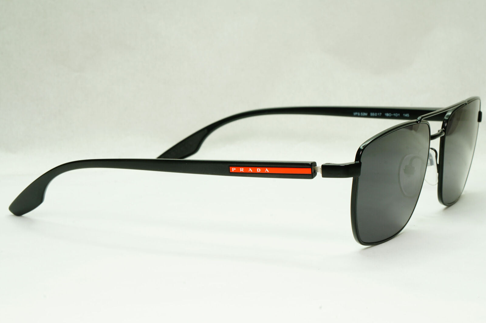 Prada Sunglasses Black Square Pilot Metal Mens PR53MV VPS 53M 1BO-1O1 55mm