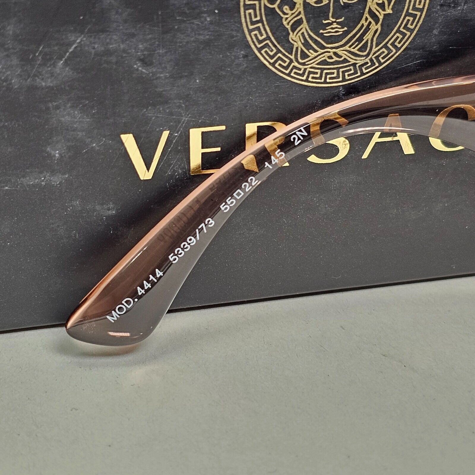 Versace Sunglasses Transparent Pink Medusa Round Brown Gold MOD VE 4414 5339/73