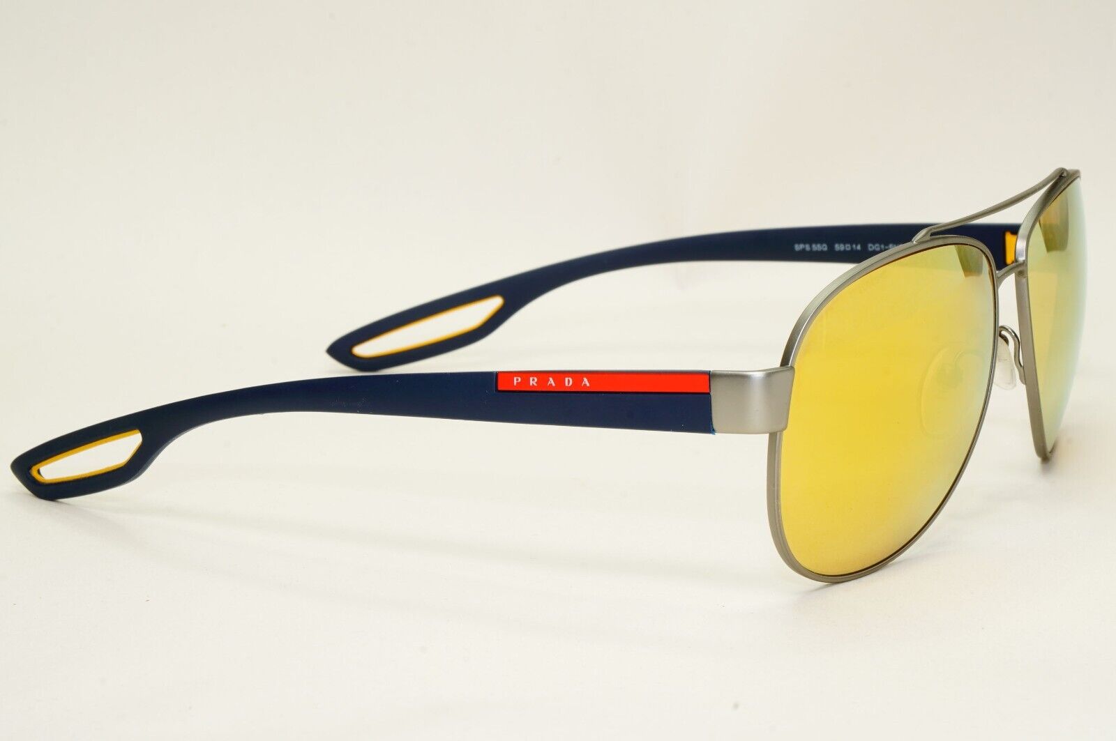 Prada Sunglasses Gold Mirror Pilot Dark Blue PS55QS SPS 55Q DG1-5N0 59mm 260724