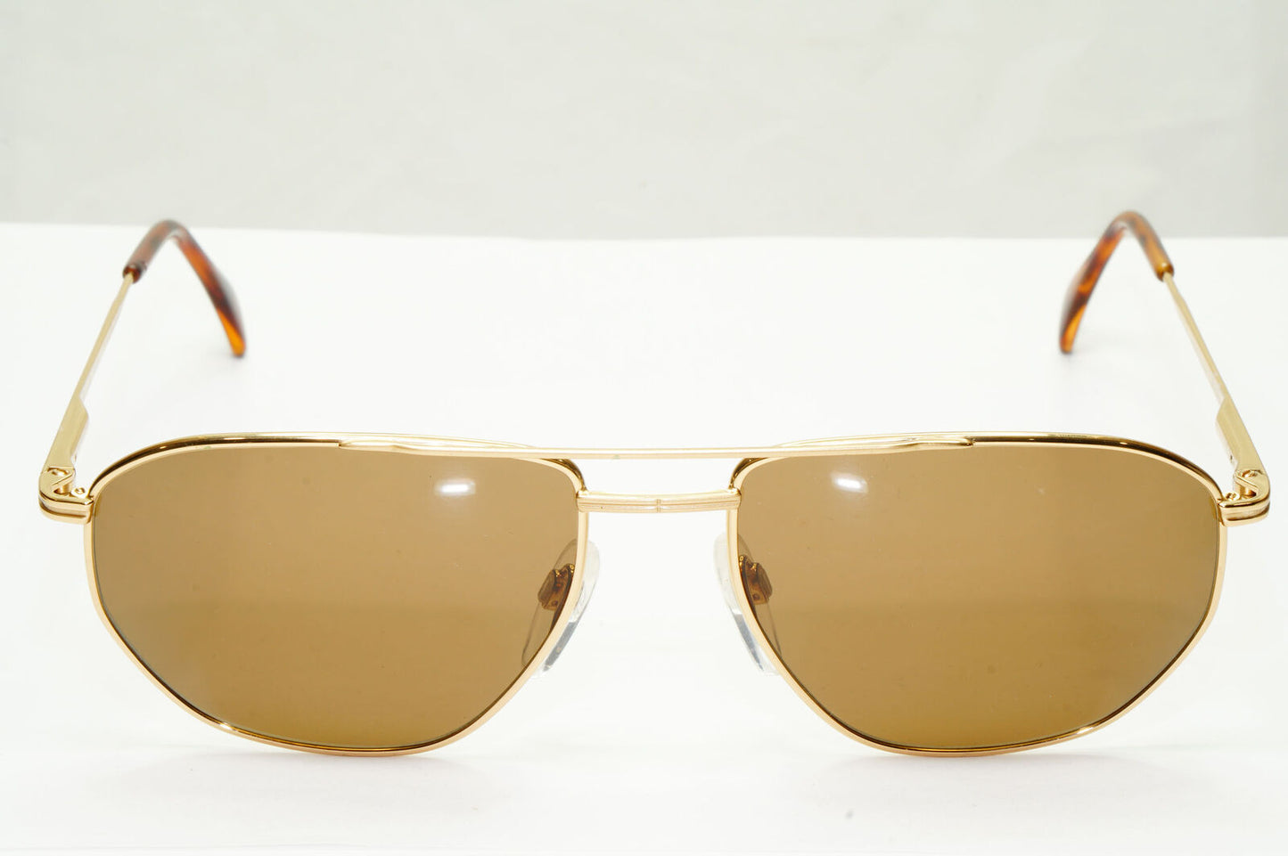 Silhouette 1990s Austria Vintage Sunglasses Gold Pilot Brown M7217 V6050 030123