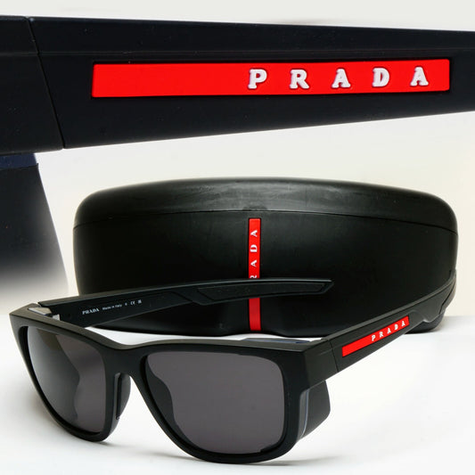 Prada Sunglasses Sideshields Black Square PS07WS SPS 07W DG0-09R 100325