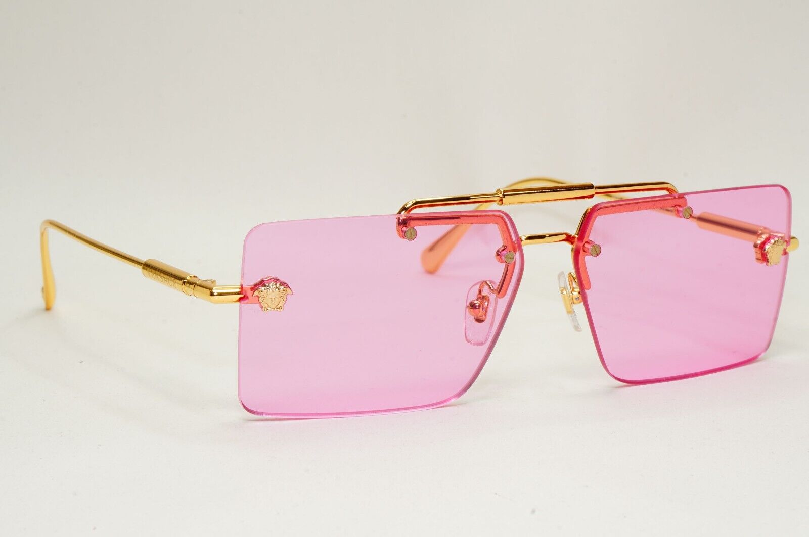 Versace Sunglasses Gold Rimless Medusa Fuchsia Pink Violet MOD VE 2245 1002/5