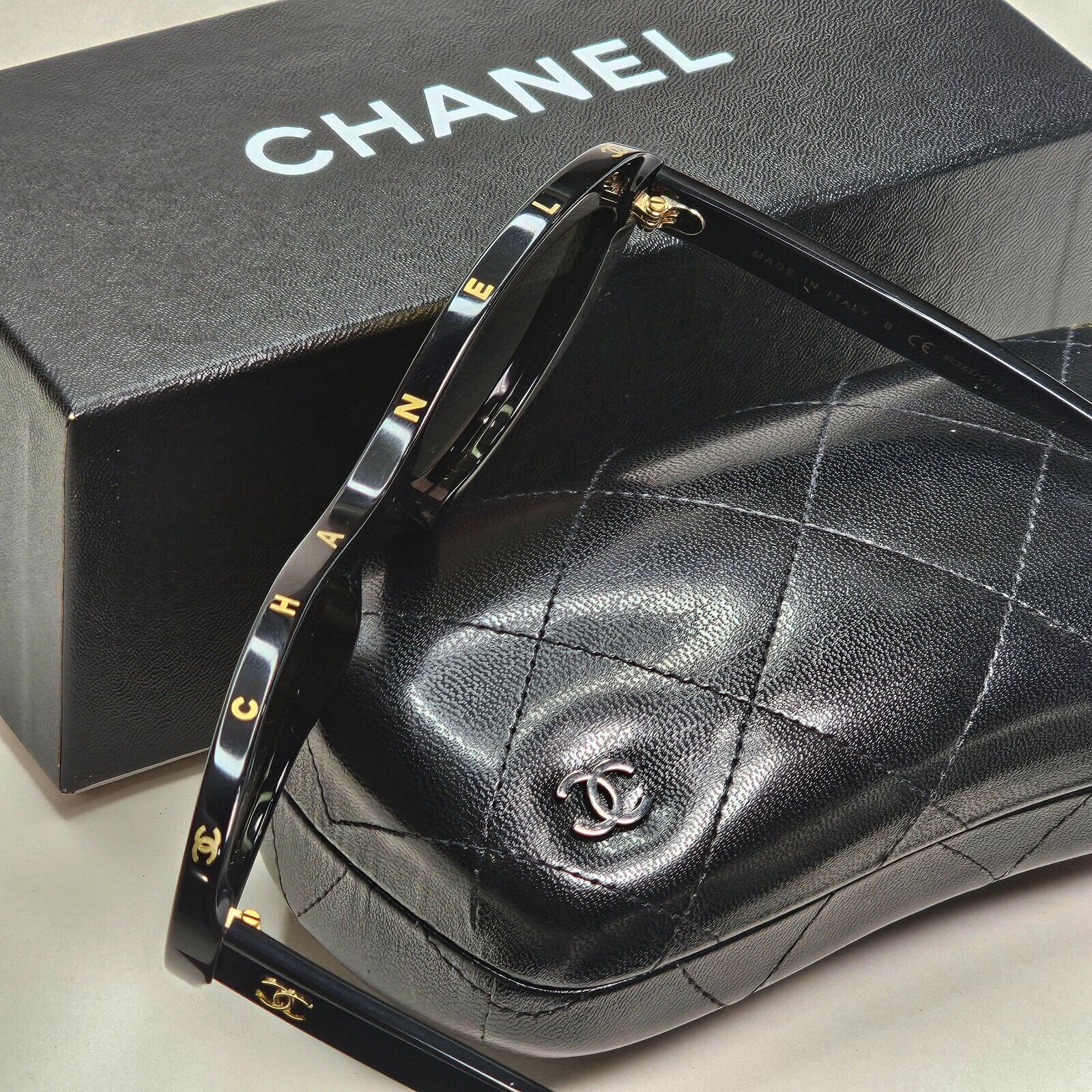 Chanel Sunglasses Letters Black Glossy Gold Mirror 5416 c.622/T6 57mm