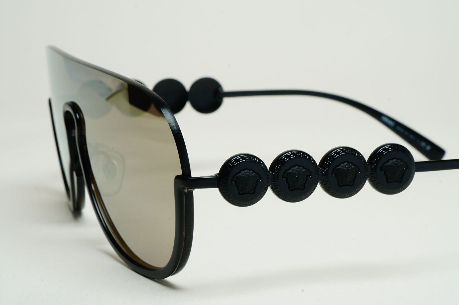 Versace Sunglasses Black Gold Mirror Shield Medusa MOD VE 2215 1261/5A