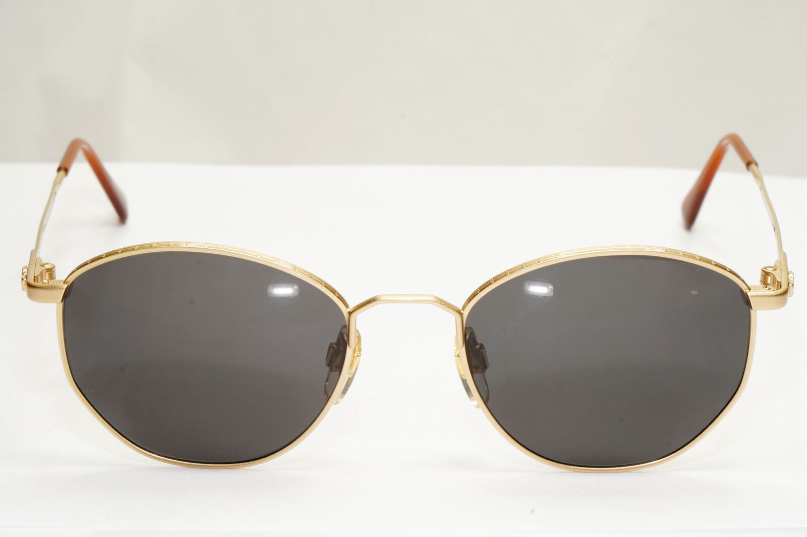 Emporio Armani Sunglasses 1997 Vintage Gold Black Metal Round 031 703 48mm C