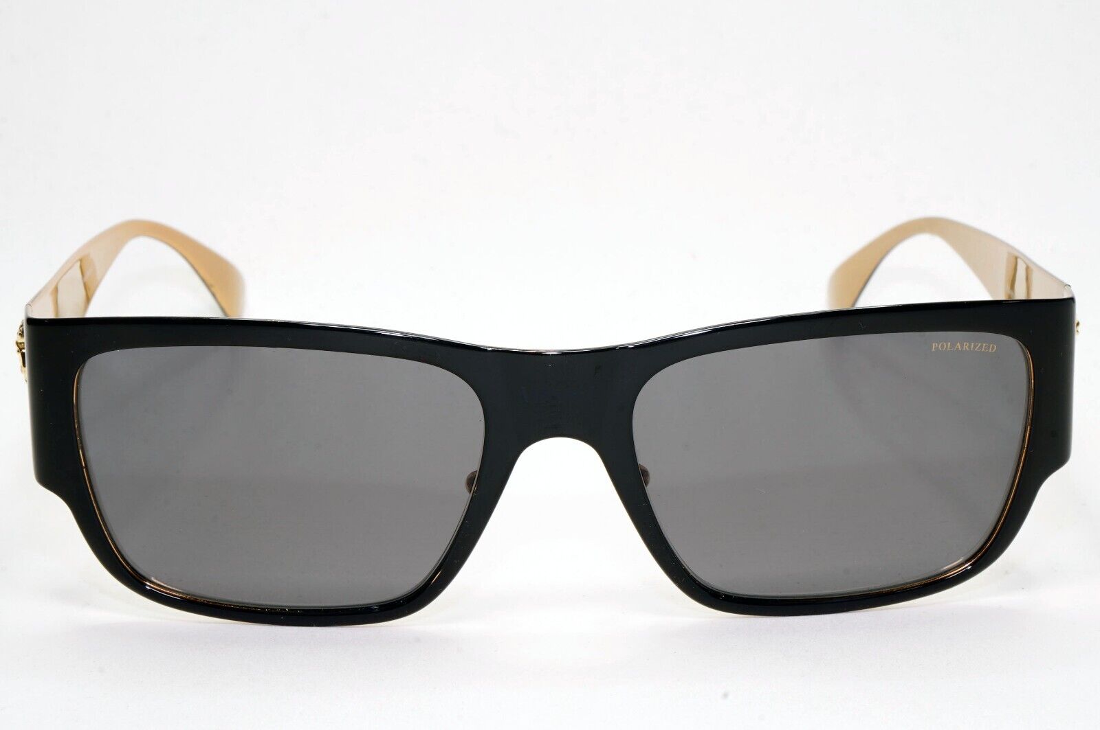 Versace Sunglasses Black Polarised Gold Medusa Square Metal MOD VE 2262 1433/81