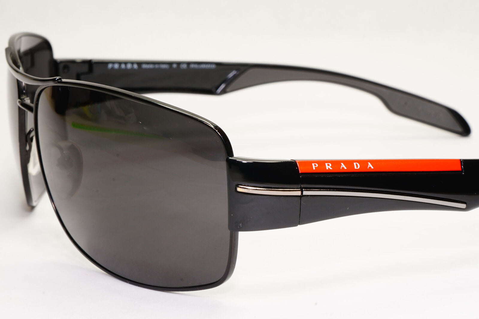 Prada Sunglasses Black Wrap Red Stripe Rossa PS53NS SPS 53N 7AX-5W1 65mm 131223