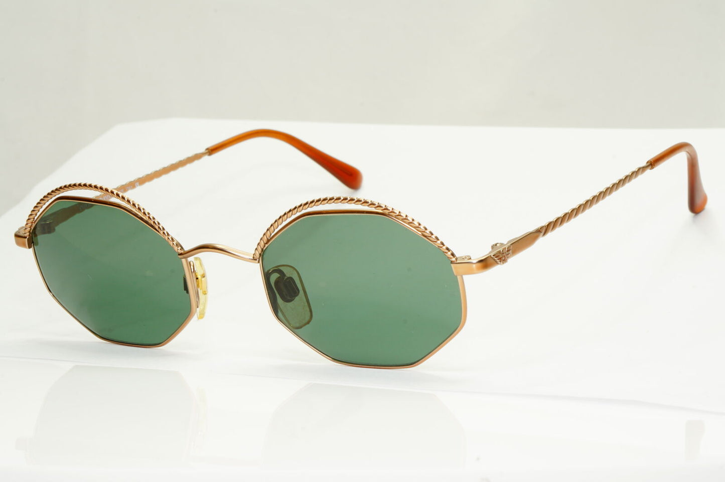 Emporio Armani Sunglasses 1997 Vintage Hexagonal Braid Gold Green 032-S 816/21