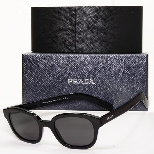 Prada Sunglasses Black Glossy Thick Rims Square PR11WV VPR 11W 1AB-1O1 50mm
