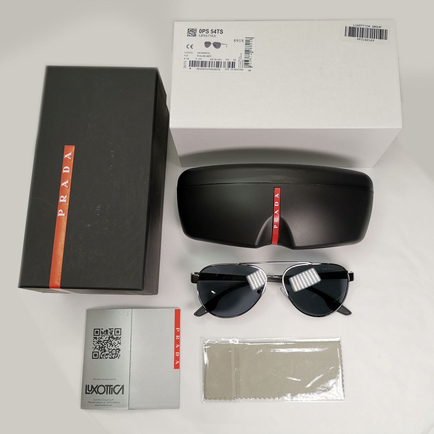 Prada Sunglasses Polarized Gunmetal Grey Pilot Metal PS54TS SPS 54T 5AV-5Z1 58mm
