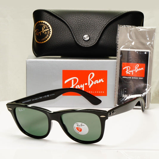 Ray-Ban Sunglasses Wayfarer Polarised Square Black RB 2140 901/58 Large 54mm