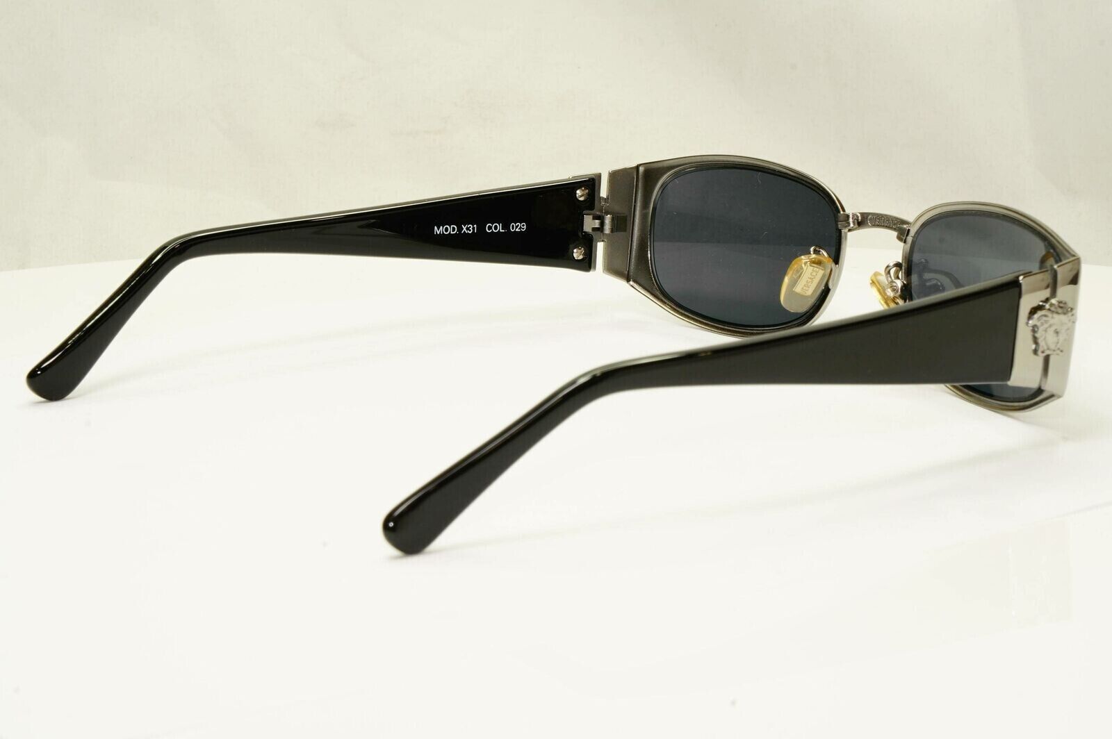 Gianni Versace 1996 Vintage Silver Black Medusa Metal Sunglasses MOD X31 COL 029