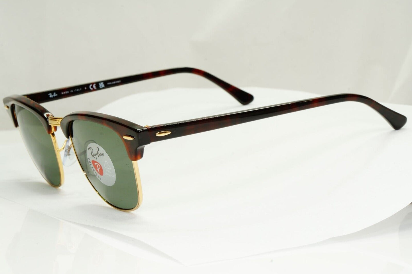 Ray-Ban Sunglasses Clubmaster Polarised Brown Tortoise Green RB 3016 990/58 49mm