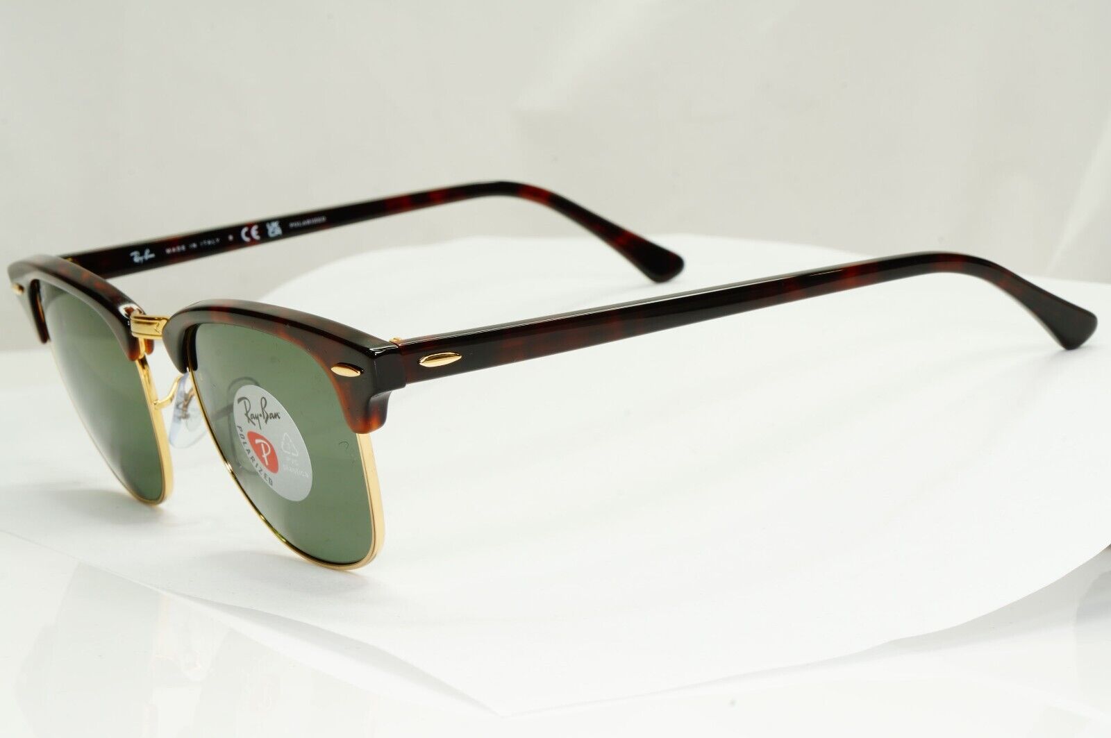 Ray-Ban Sunglasses Clubmaster Polarised Brown Tortoise Green RB 3016 990/58 49mm