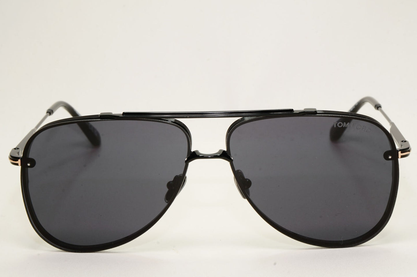 Tom Ford Sunglasses Black Glossy Metal Pilot Leon FT1071 TF 1071 01A 62mm [a]