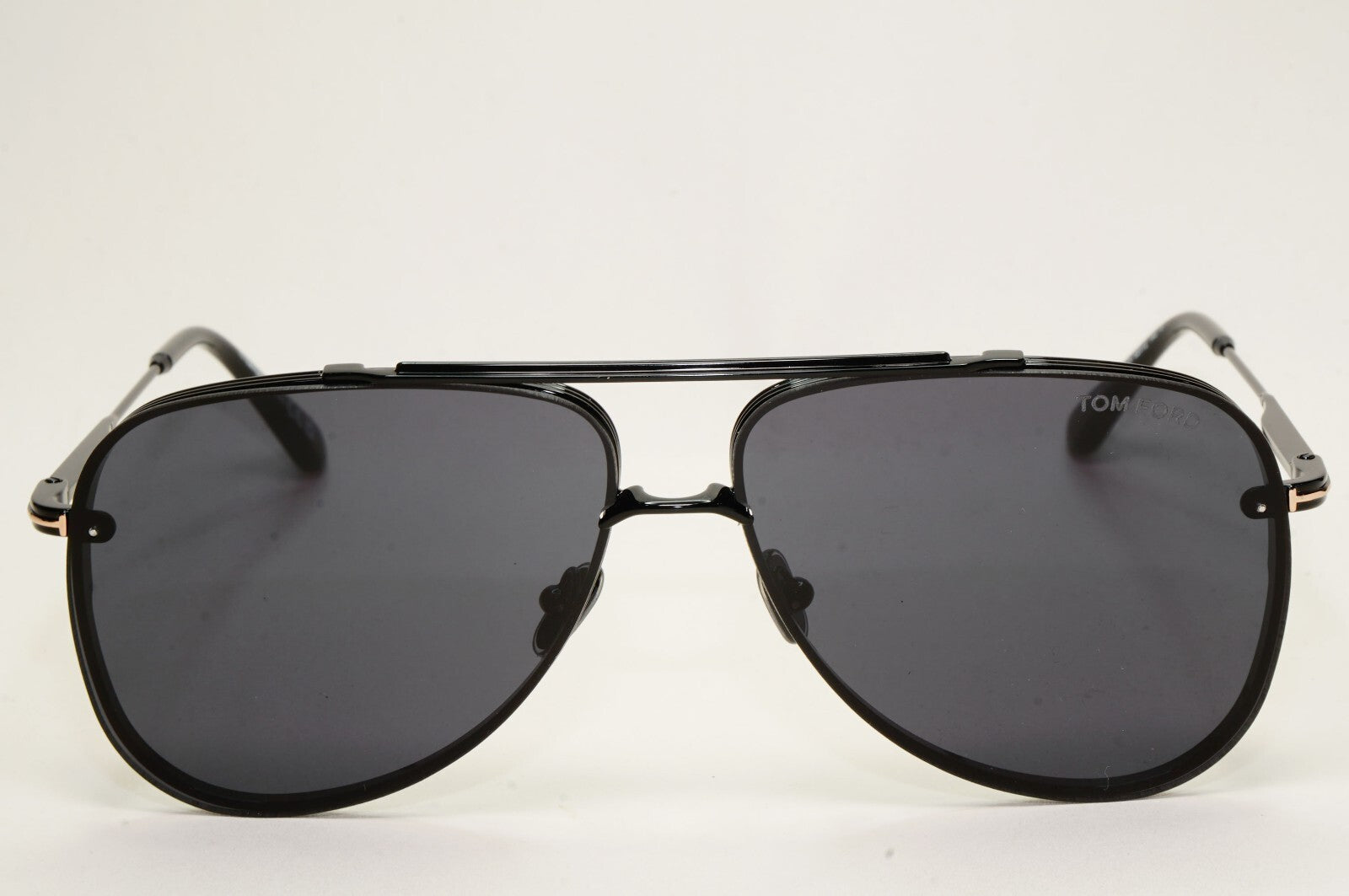 Tom Ford Sunglasses Black Glossy Metal Pilot Leon FT1071 TF 1071 01A 62mm [a]