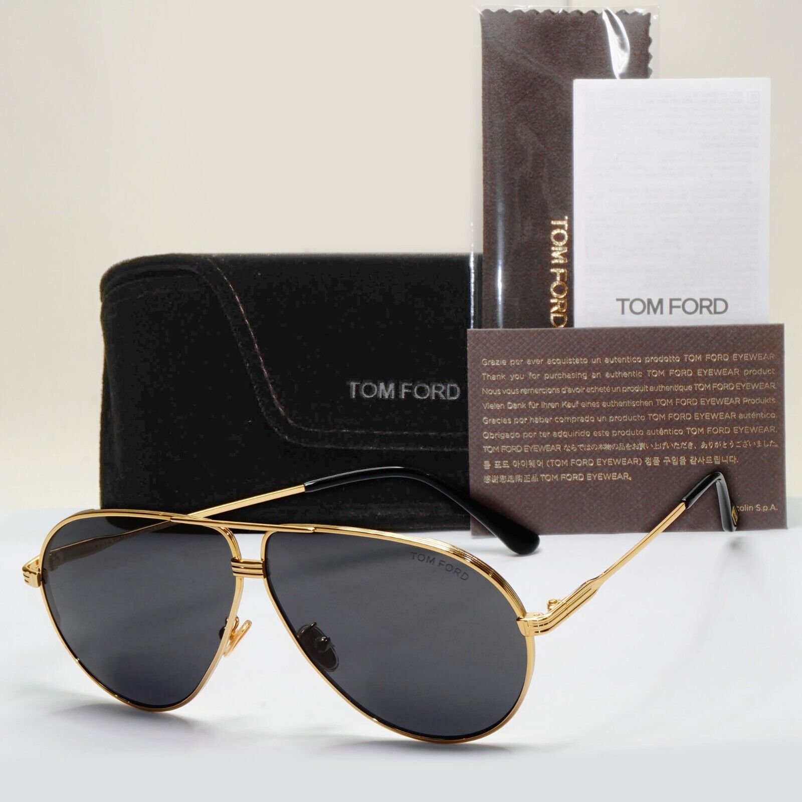 Tom Ford Sunglasses Jet Gold Black Pilot Metal Large FT0734-H TF 734-H 30A 64mm