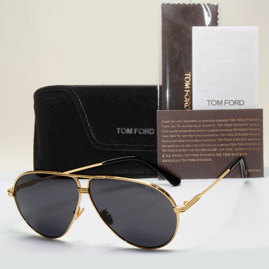 Tom Ford Sunglasses Jet Gold Black Pilot Metal Large FT0734-H TF 734-H 30A 64mm