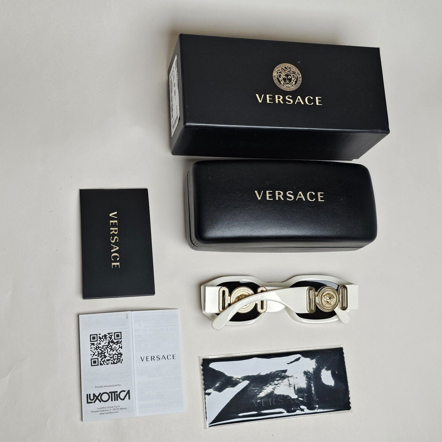 Versace Sunglasses White Black Gold Medusa Biggie MOD VE 4361 401/87 100125
