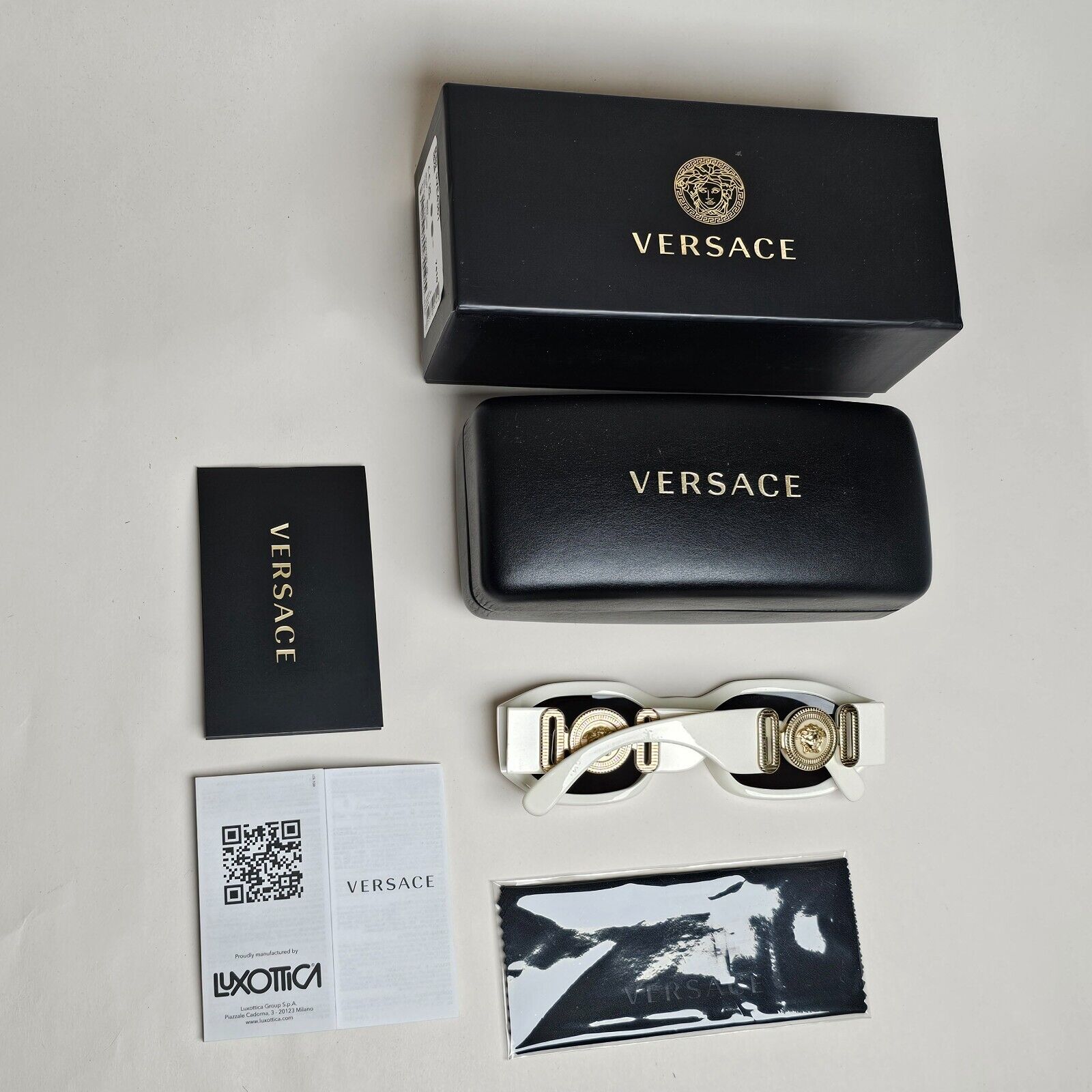 Versace Sunglasses White Black Gold Medusa Biggie MOD VE 4361 401/87 100125