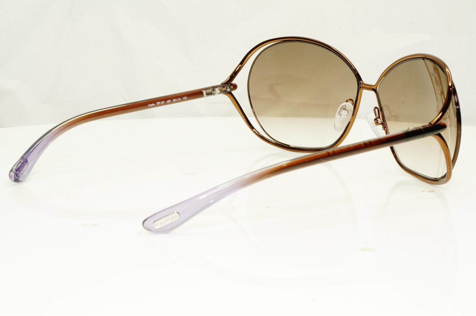 Authentic TOM FORD Womens Sunglasses Shiny Bronze Brown Carla TF157 48F [a]