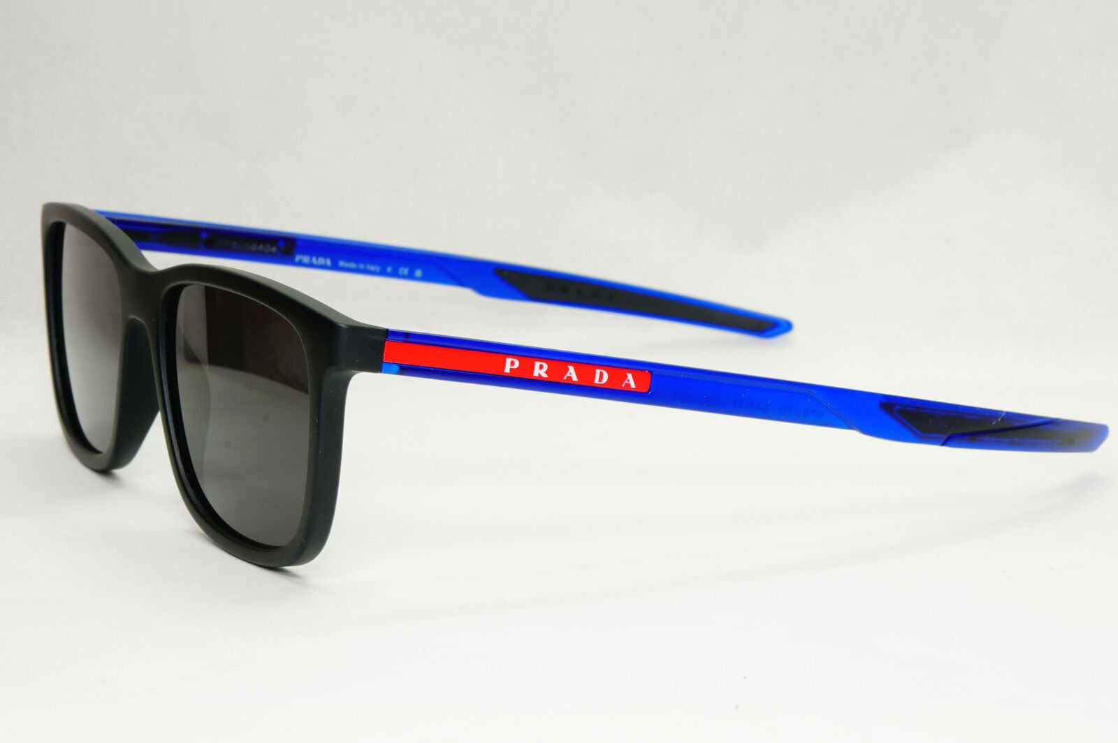 Prada Sunglasses Black Blue Square Red Stripe PS07OV VPS 07O 15C-1O1 54mm