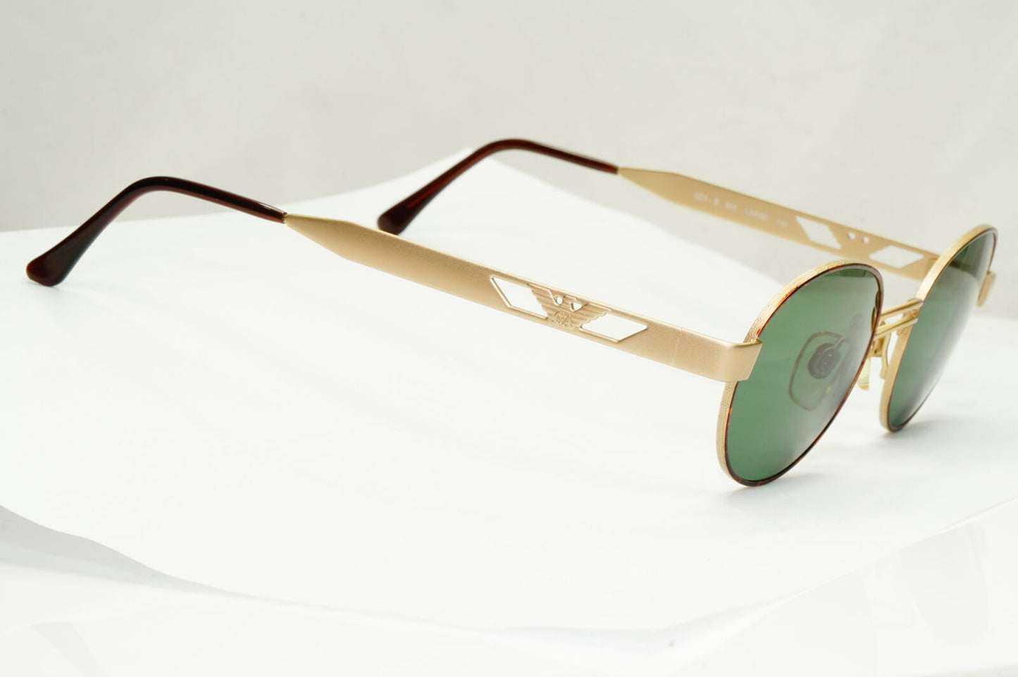 Emporio Armani Sunglasses 1997 Vintage Gold Round Green Eagle Metal 023-S 833 L