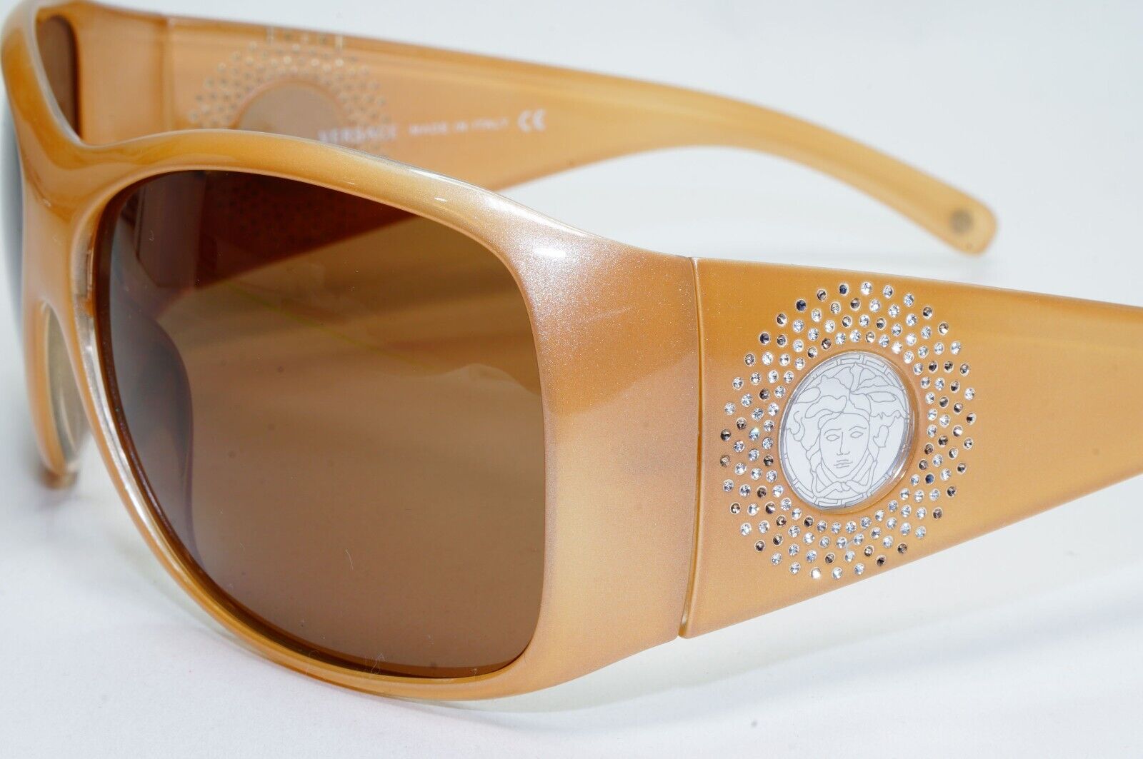 Versace Sunglasses 2008 Brown Beige Medusa Crystals MOD 4133-B 726/13 021124