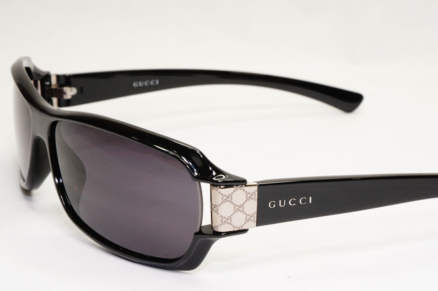 Gucci Sunglasses 1998 Vintage Black Silver Rectangle Unisex GG 2547/S NE8 051223