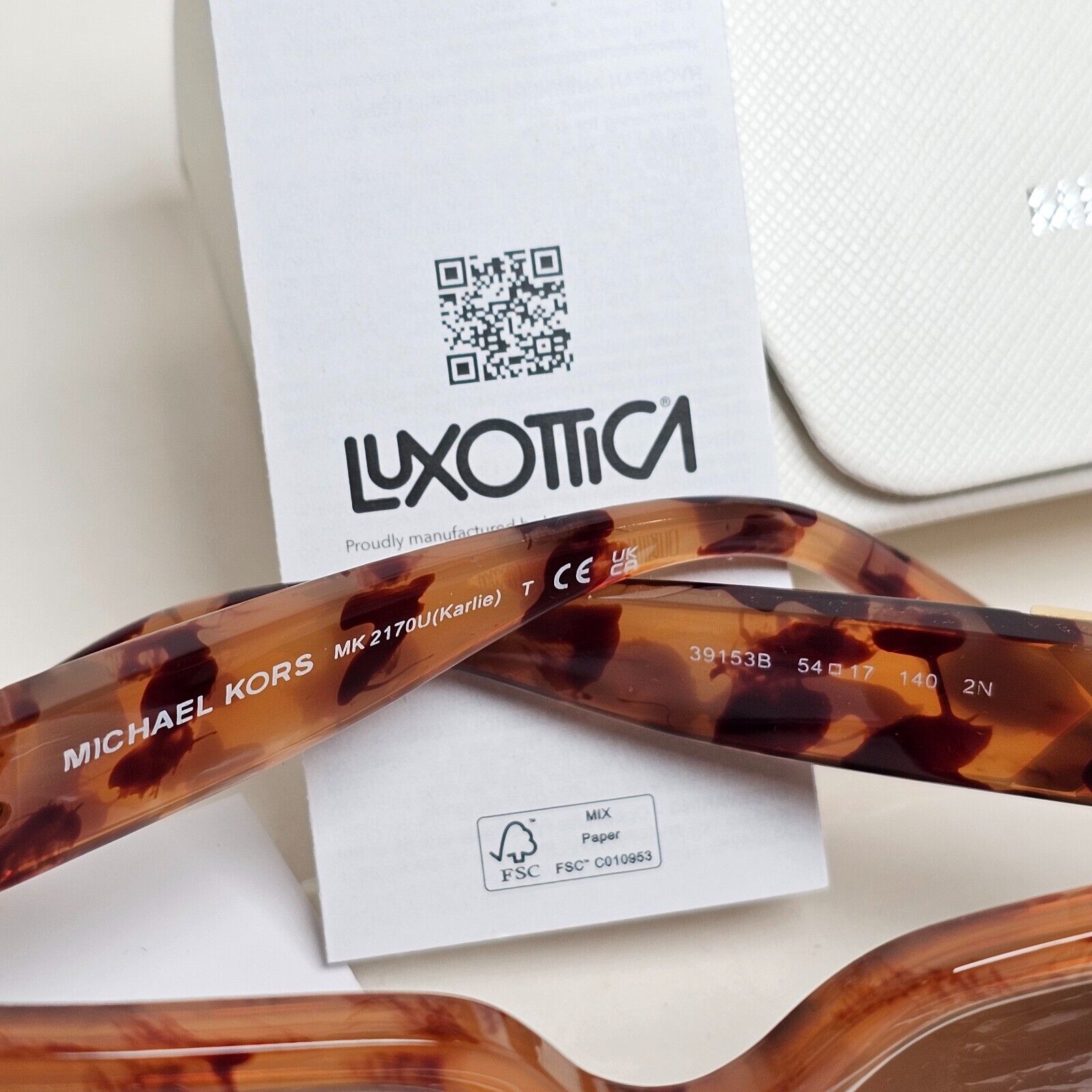 Michael Kors Sunglasses Brown Gold Tortoise Square MK 2170U Karlie 3915/3B 54mm