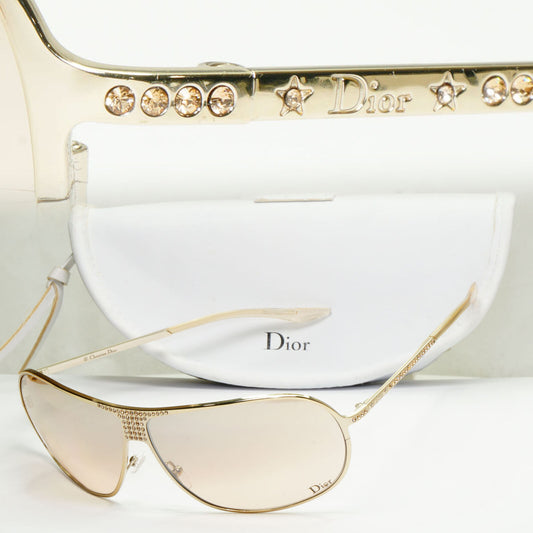 Dior 2006 Sunglasses Vintage Pilot Metal Gold Mirror Hard Dior 1 3YG16 240123