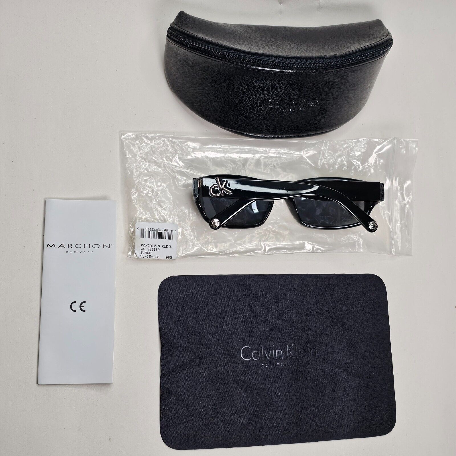 Calvin Klein Sunglasses 2005 Vintage Polarized Black Grey 3051SP 070 121124