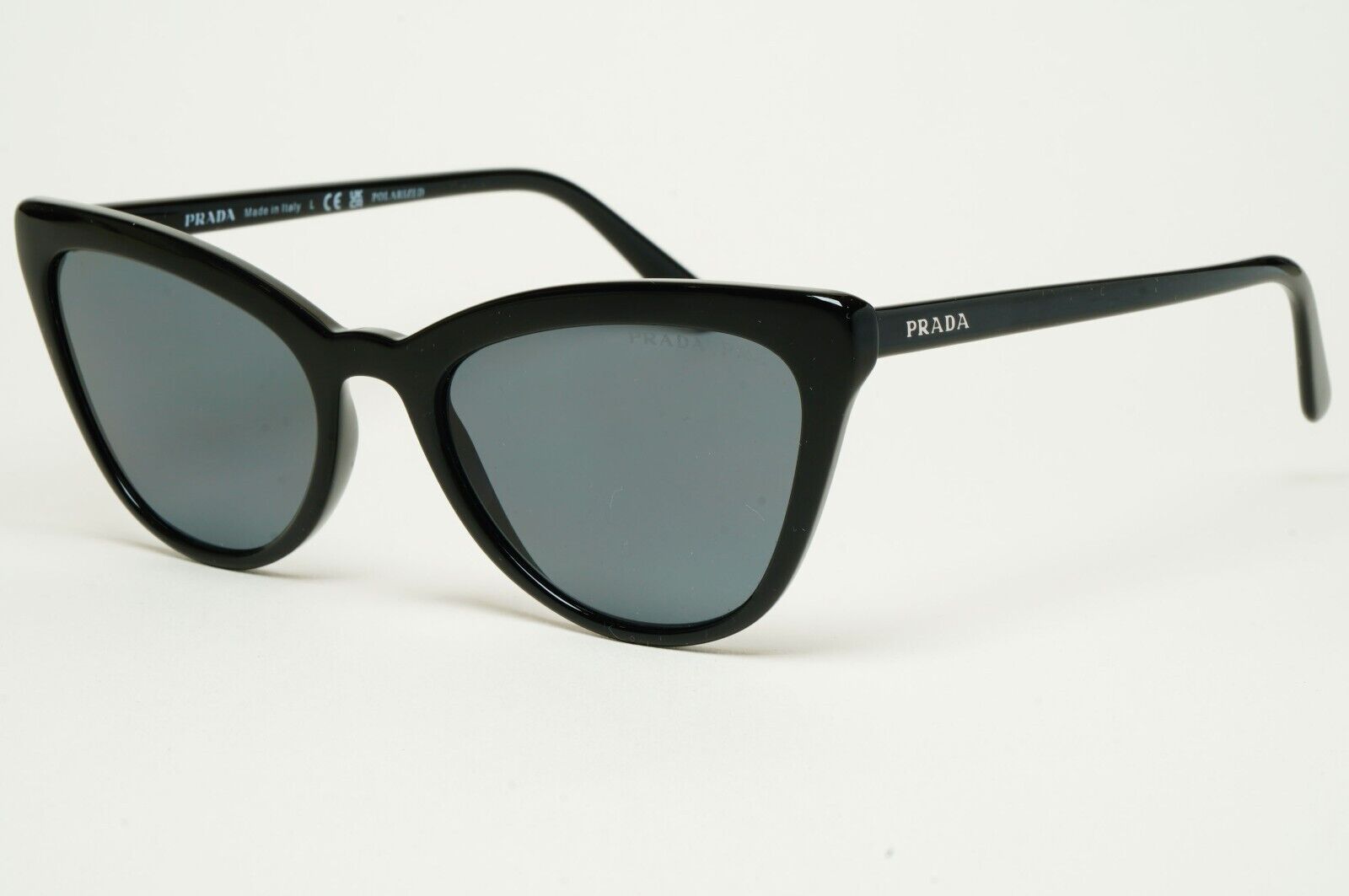 Prada Sunglasses Polarized Black Dark Grey Cat Eye PR01VS SPR 01V 1AB-5Z1 110225